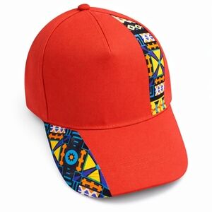 Vibrant Red Patterned Men's Cap